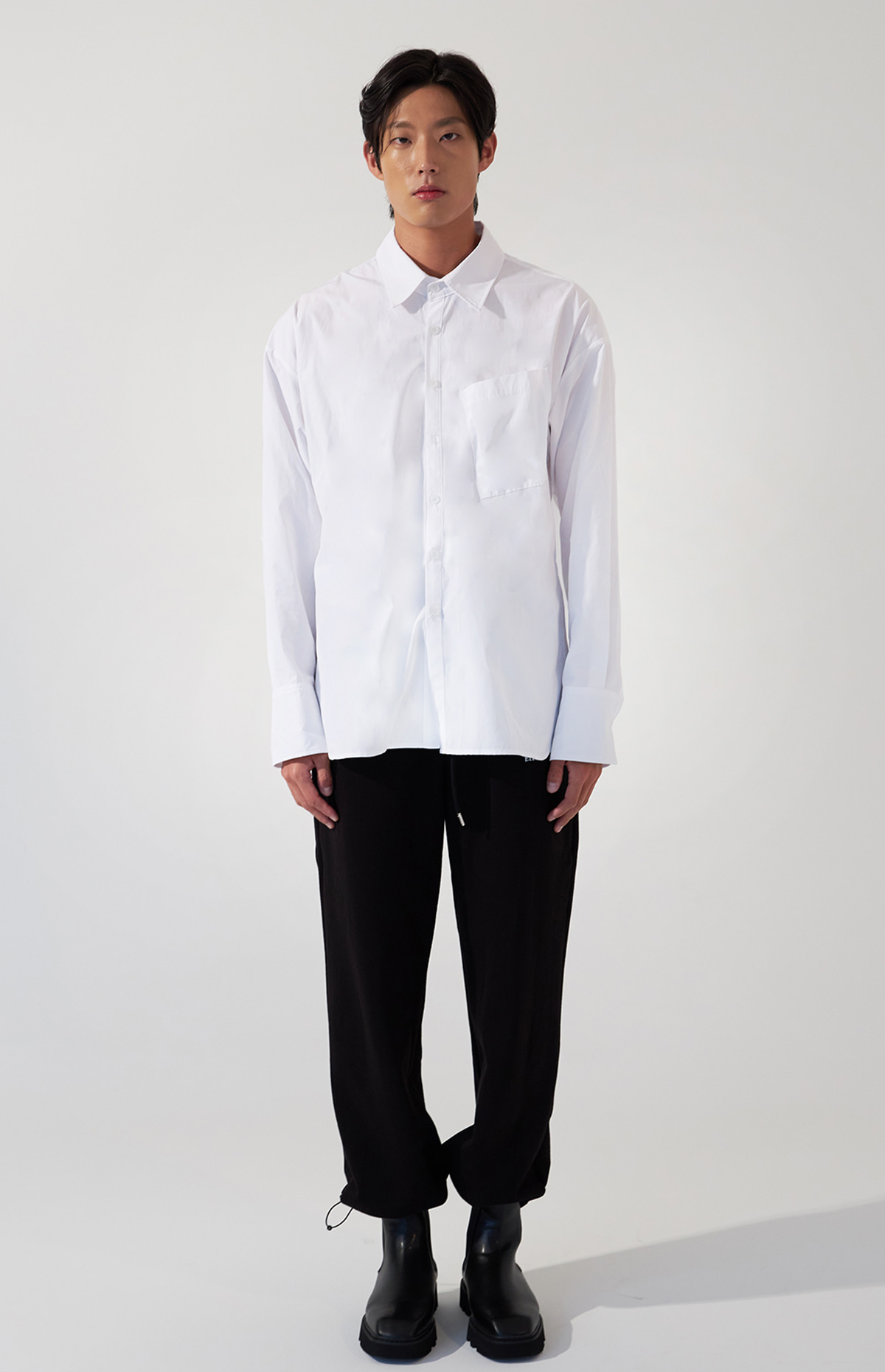 UNBALANCED OVER FIT SHIRT (WHITE)